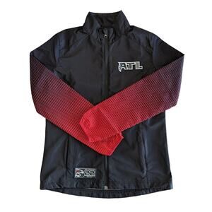 Atlanta Falcons Jacket Womens Small NFL Windbreaker Football  Fan Gear Black Red